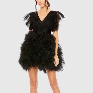 Mac Duggal Black Ruffled Toole Dress